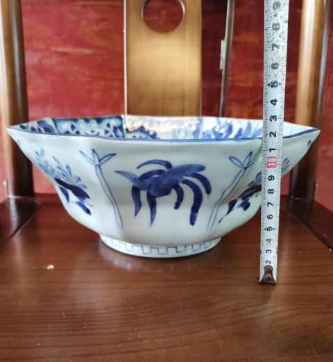 古玩陶瓷【八方大碗】晚清民國花卉紋青花碗拍賣,當前價格2000元