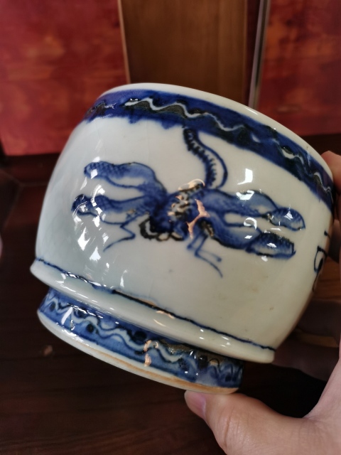 古玩陶瓷【精美香爐】晚清民國蜻蜓蝴蝶香爐拍賣，當前價格600元