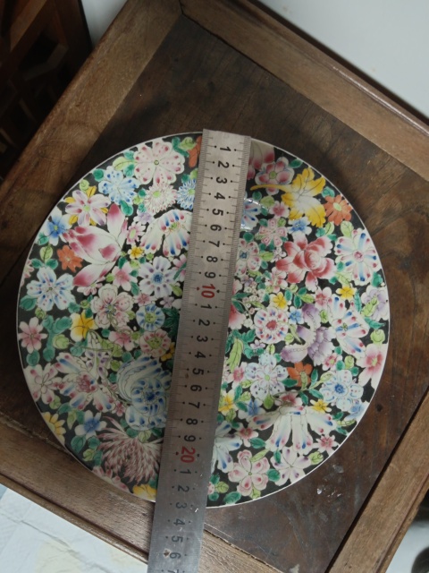 古玩陶瓷民國粉彩百花不落地紋折沿盤（大尺寸）拍賣，當前價格3200元