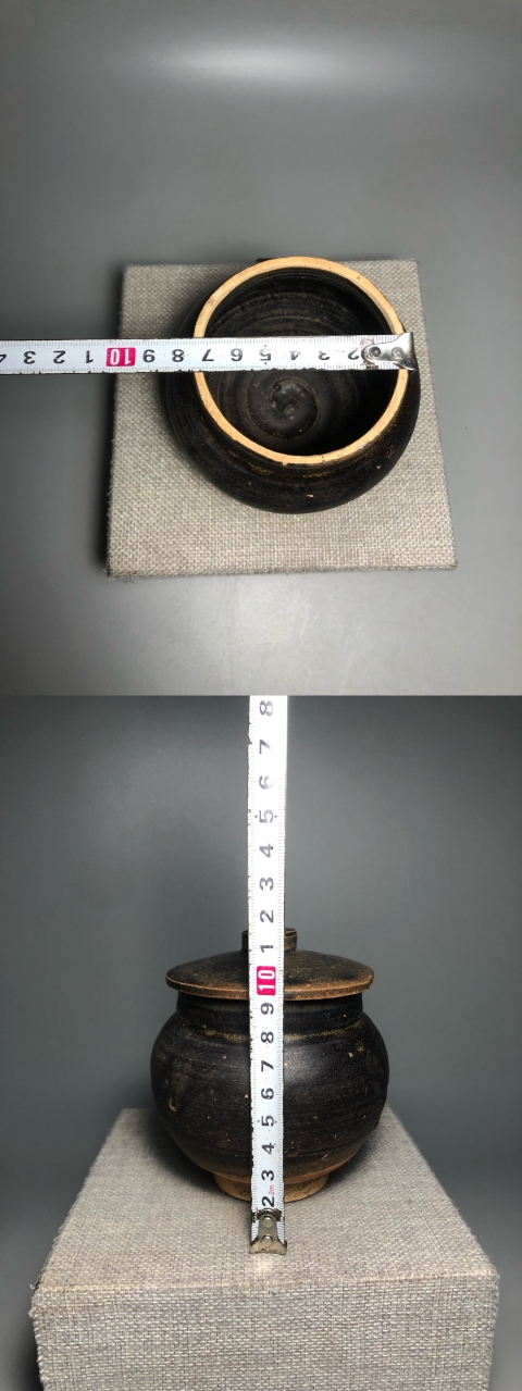 古玩陶瓷南宋吉州窯黑釉蓋罐拍賣,當前價格8000元
