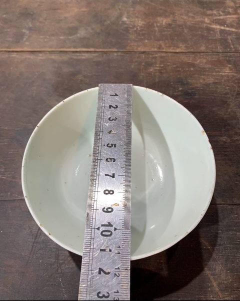 古玩陶瓷清末民初粉彩祝壽詩文壽桃紋墩式碗拍賣，當前價格880元
