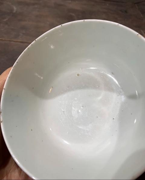 古玩陶瓷清末民初粉彩祝壽詩文壽桃紋墩式碗拍賣，當前價格880元