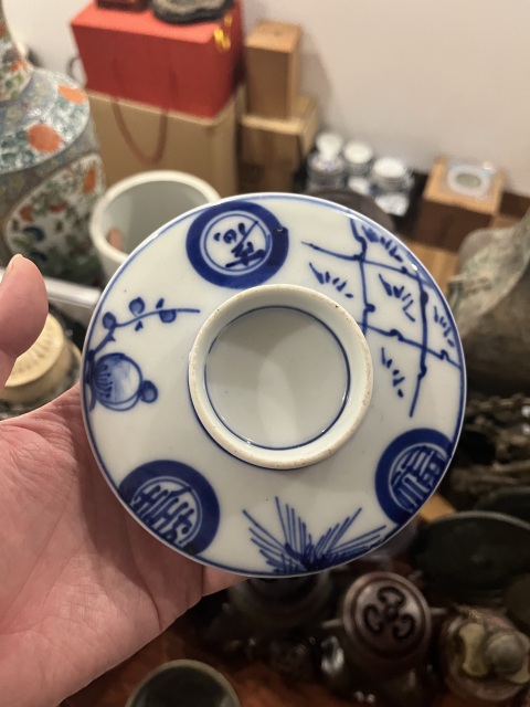 古玩陶瓷民國(guó)福壽青花蓋杯拍賣，當(dāng)前價(jià)格299元