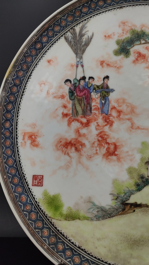 古玩陶瓷粉彩人物故事掛盤拍賣，當前價格24000元