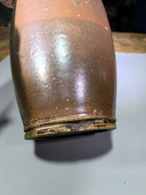 古玩陶瓷元代耀州窯褐釉花澆拍賣,當前價格9600元