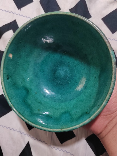 古玩陶瓷清代綠鈞釉茶碗拍賣，當前價格2300元