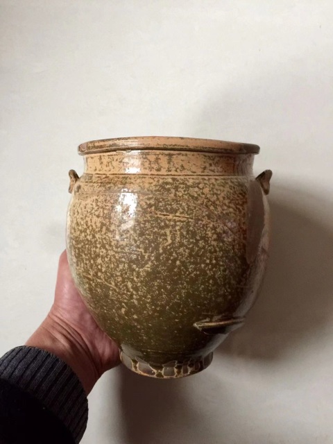 古玩陶瓷越窯青瓷雙耳罐拍賣,當前價格1200元