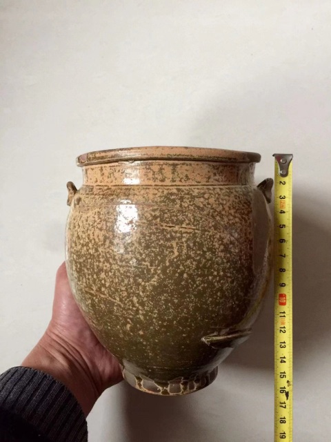 古玩陶瓷越窯青瓷雙耳罐拍賣,當前價格1200元
