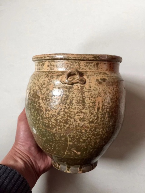 古玩陶瓷越窯青瓷雙耳罐拍賣,當前價格1200元