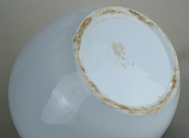 古玩陶瓷清代.甜白釉紫斑紋茶葉罐拍賣，當前價格1900元