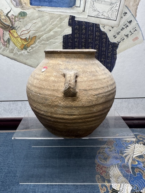 古玩陶瓷漢代精品旋紋雙系罐 南京博物館同款拍賣,當前價格1088元