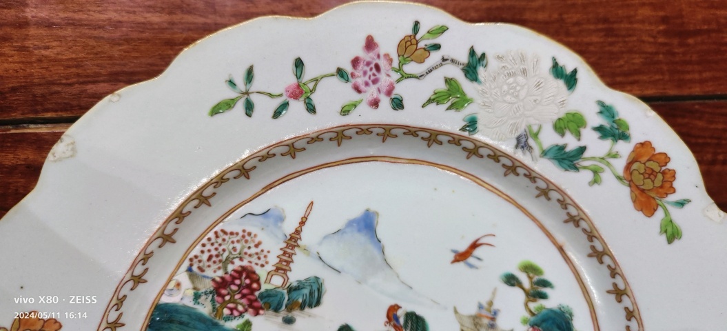 古玩陶瓷清乾隆 粉彩江西十景圖紋盤拍賣，當(dāng)前價(jià)格2800元