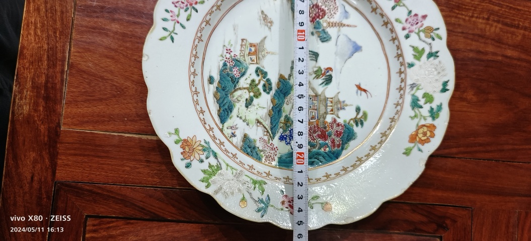 古玩陶瓷清乾隆 粉彩江西十景圖紋盤拍賣，當(dāng)前價(jià)格2800元