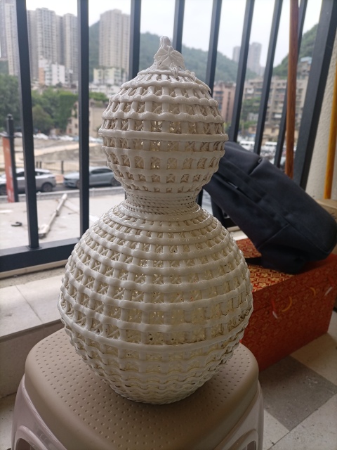 古玩陶瓷德化窯編織葫蘆瓶拍賣，當(dāng)前價格1200元