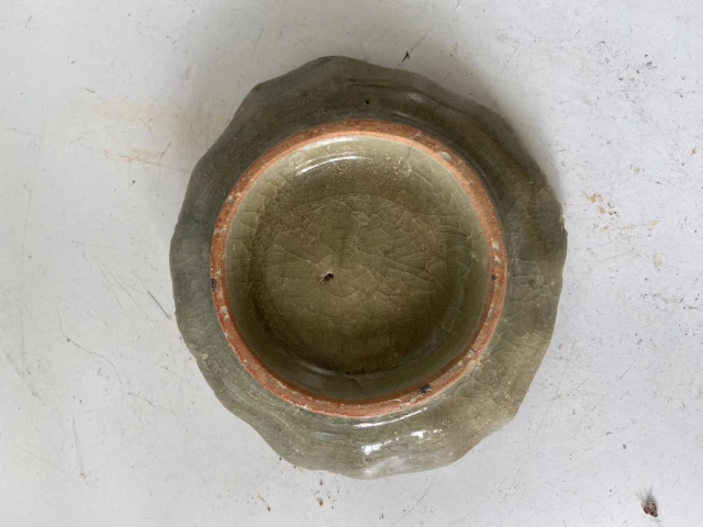 古玩陶瓷南宋龍泉青瓷冰片紋雙魚洗整底拍賣，當前價格298元