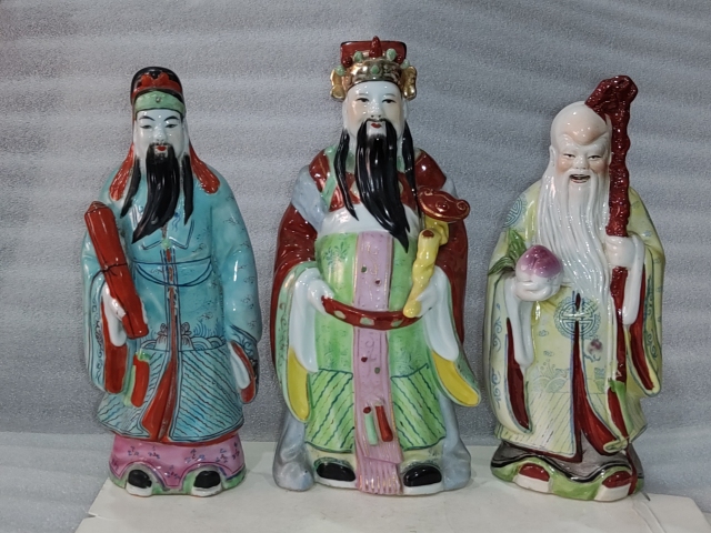 古玩陶瓷粉彩福祿壽三星人物塑像拍賣,當前價格1288元