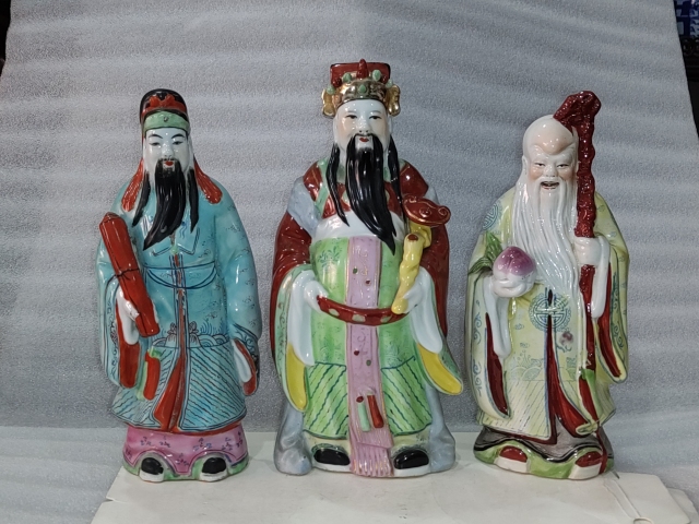 古玩陶瓷粉彩福祿壽三星人物塑像拍賣,當前價格1288元