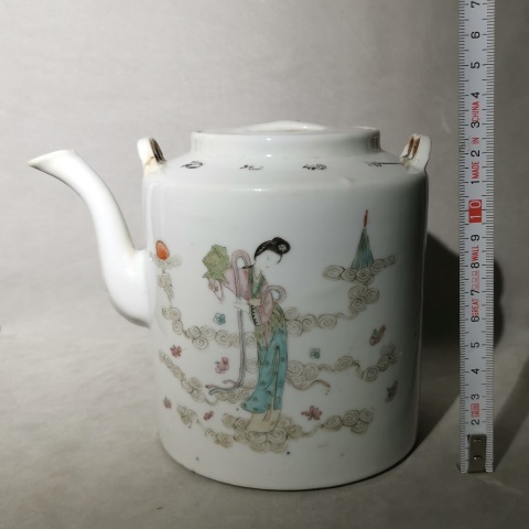 古玩陶瓷民國 名家馮生祥細路粉彩天女散花茶壺拍賣,當前價格1280元