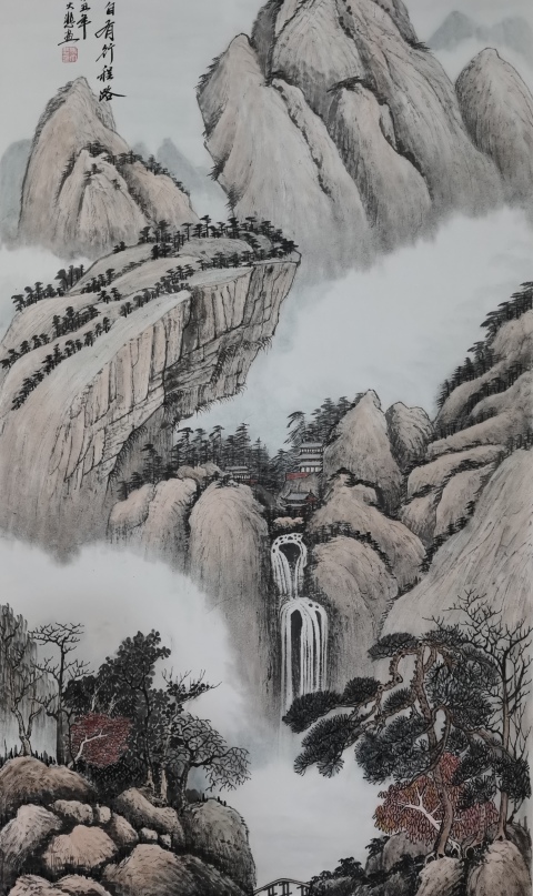 古玩字畫中美協中書協雙協會員不二堂書畫院院長馬大悲山水山高自有行程路拍賣,當前價格899元