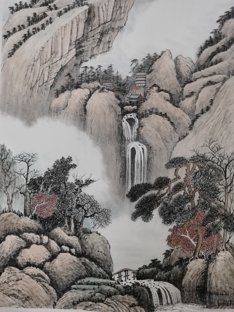 古玩字畫中美協中書協雙協會員不二堂書畫院院長馬大悲山水山高自有行程路拍賣,當前價格899元