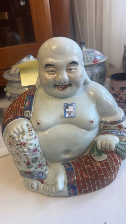 古玩陶瓷彌勒佛粉彩塑像拍賣,當前價格12888元