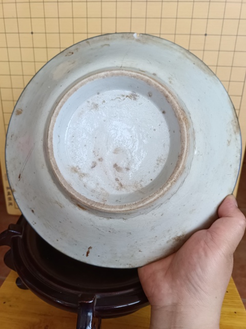 古玩陶瓷清末民初.大雞圖青花盤拍賣,當(dāng)前價格118元
