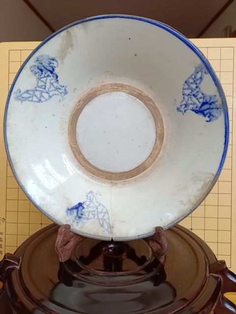古玩陶瓷清末民初.大雞圖青花盤拍賣,當(dāng)前價格118元