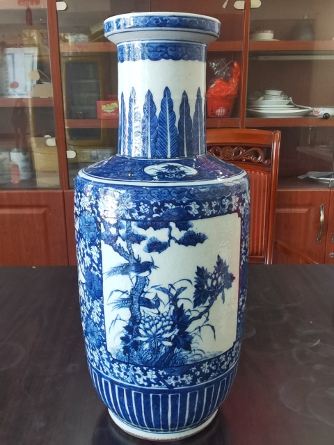 古玩陶瓷青花花鳥紋棒槌瓶拍賣，當前價格16000元
