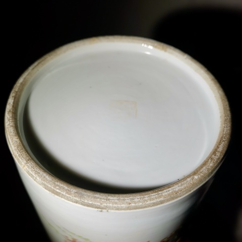 古玩陶瓷清末民初 細路粉彩江東二喬帽筒拍賣,當前價格1780元