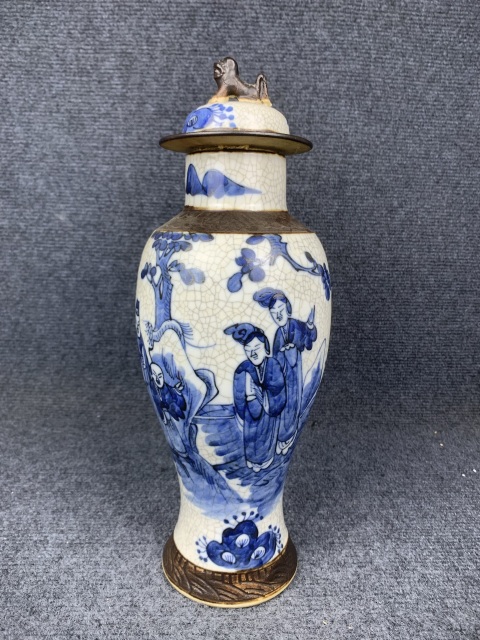 古玩陶瓷哥釉青花人物蓋瓶拍賣,當前價格3288元