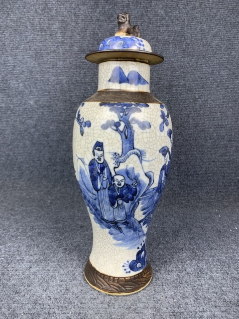 古玩陶瓷哥釉青花人物蓋瓶拍賣,當前價格3288元