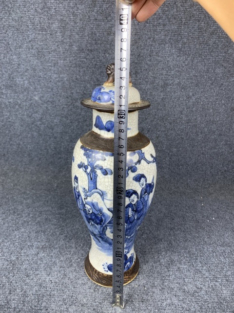 古玩陶瓷哥釉青花人物蓋瓶拍賣,當前價格3288元