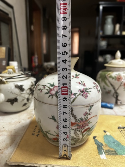 古玩陶瓷民國粉彩花鳥紋蓋罐拍賣,當前價格1600元