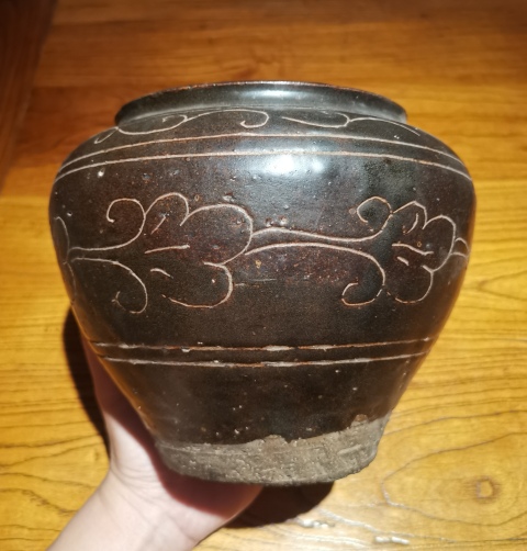 古玩陶瓷金元時期磁州窯刻花大罐拍賣，當(dāng)前價格26000元