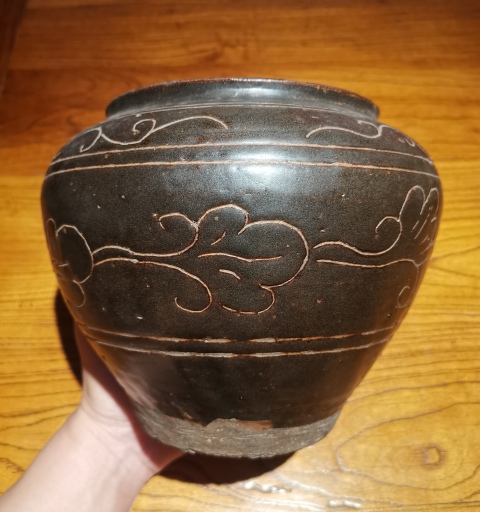 古玩陶瓷金元時期磁州窯刻花大罐拍賣，當(dāng)前價格26000元