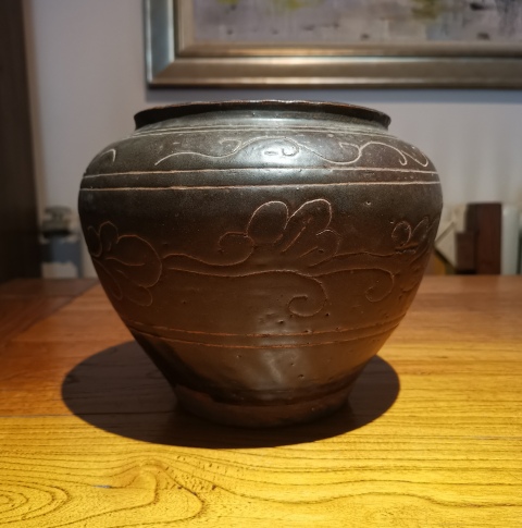 古玩陶瓷金元時期磁州窯刻花大罐拍賣，當(dāng)前價格26000元