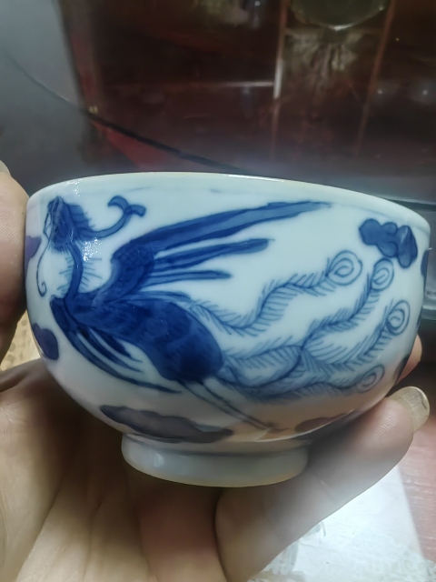 古玩陶瓷清中期青花龍鳳紋茶圓拍賣,當前價格14000元