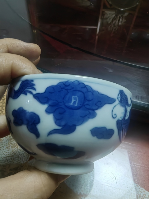 古玩陶瓷清中期青花龍鳳紋茶圓拍賣,當前價格14000元