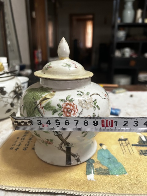 古玩陶瓷淺降彩花鳥紋將軍罐拍賣，當前價格999元