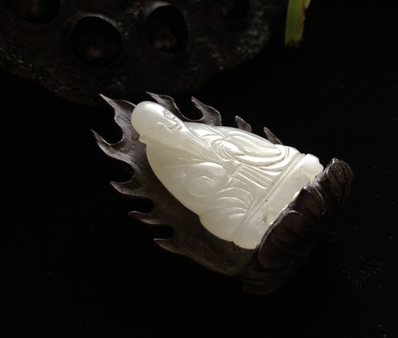 古玩玉器清代和田精白玉精細工壽星拍賣,當前價格13000元