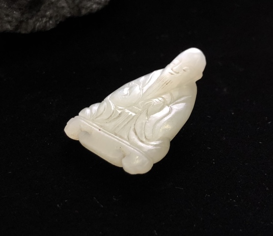 古玩玉器清代和田精白玉精細工壽星拍賣,當前價格13000元