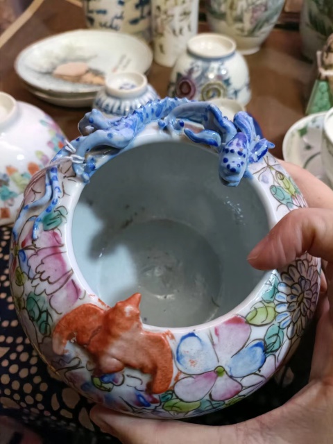 古玩陶瓷民國百花不落地粉彩螭龍蝠紋洗拍賣,當前價格8888元