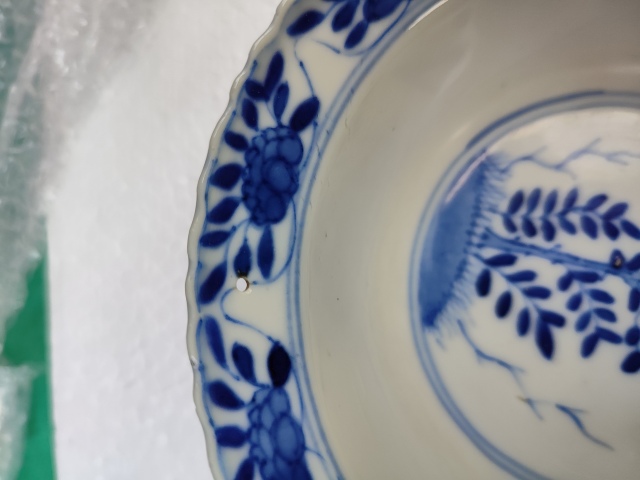 古玩陶瓷青花花卉紋折沿花口碗拍賣，當前價格2000元