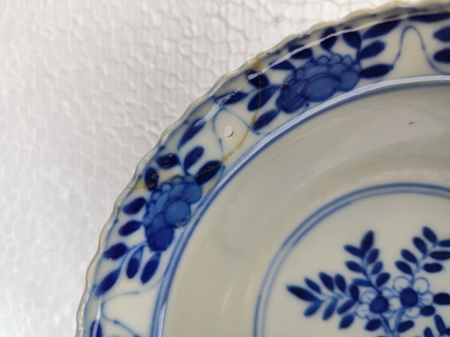 古玩陶瓷青花花卉紋折沿花口碗拍賣，當前價格2000元