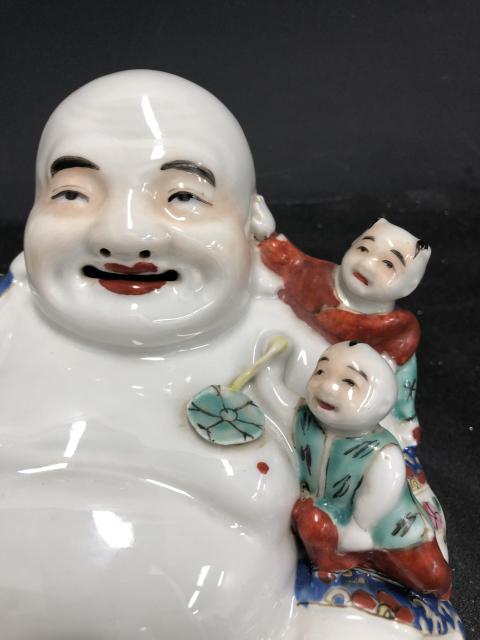 古玩陶瓷底款茂記生造粉彩五子登科彌勒佛造像拍賣，當前價格8000元