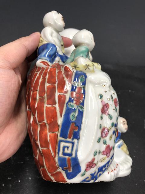 古玩陶瓷底款茂記生造粉彩五子登科彌勒佛造像拍賣，當前價格8000元
