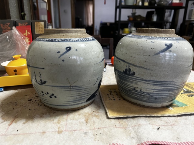 古玩陶瓷清乾隆青花山水紋罐拍賣，當前價格999元