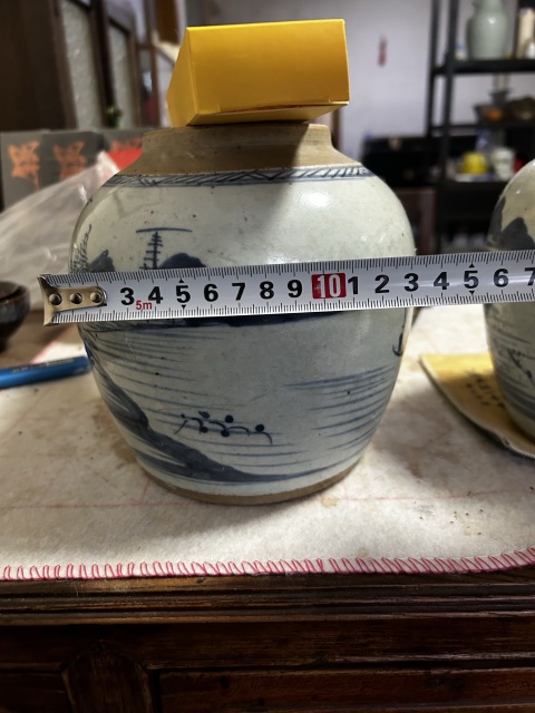 古玩陶瓷清乾隆青花山水紋罐拍賣，當前價格999元
