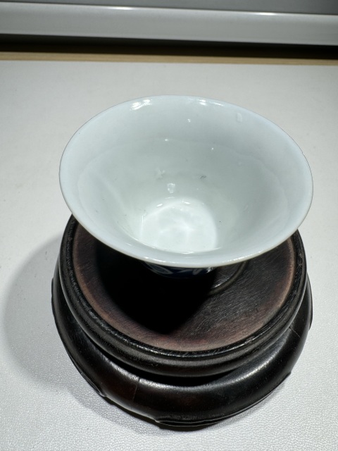 古玩陶瓷青花竹報平安圖馬蹄杯拍賣,當前價格3600元