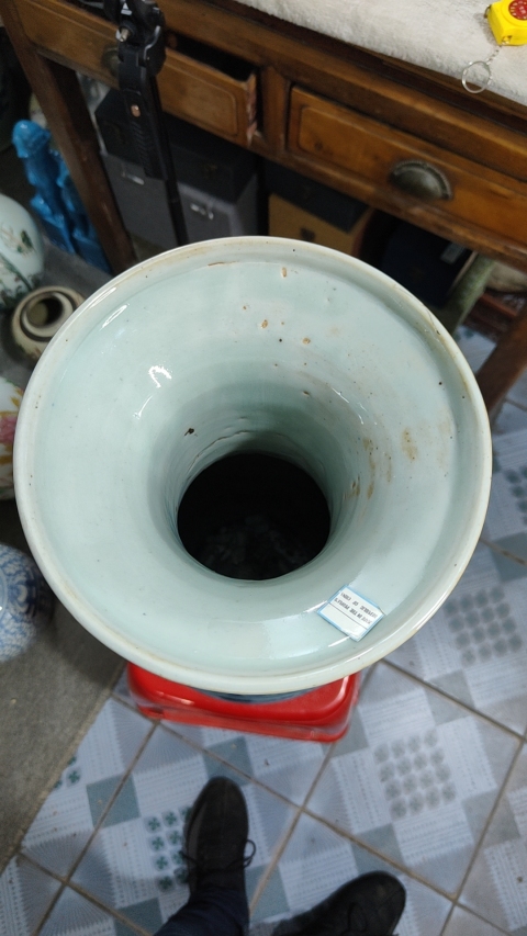 古玩陶瓷清中期青花喜字紋雙耳瓶拍賣，當前價格8000元